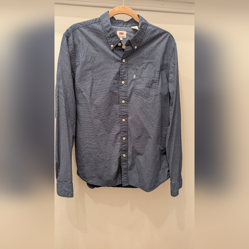 Levi's Navy Patterned Casual Button Down Shirt - image 2